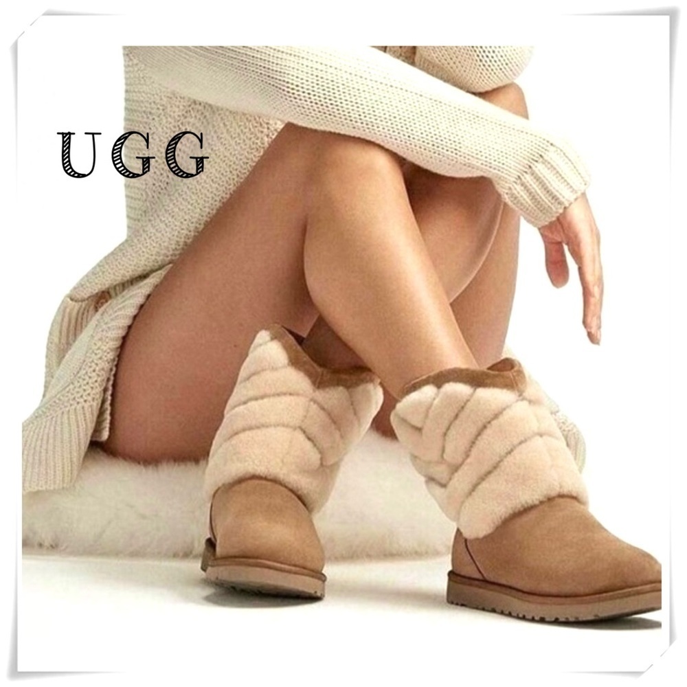 UGG Tania Genuine Sheepskin Fur Winter Boot in Camel Tan Size 6 #1012391